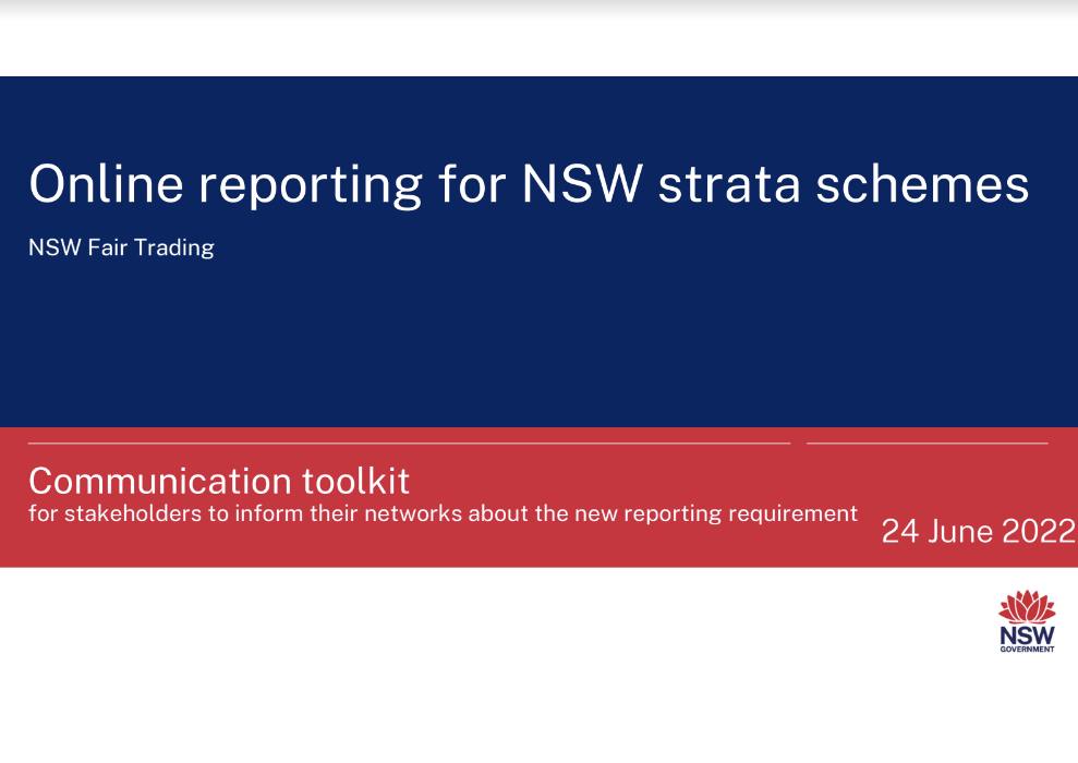 Online reporting for NSW strata schemes toolkit